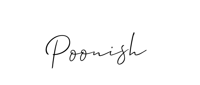 if you are searching for the best signature style for your name Poonish. so please give up your signature search. here we have designed multiple signature styles  using Allison_Script. Poonish signature style 2 images and pictures png