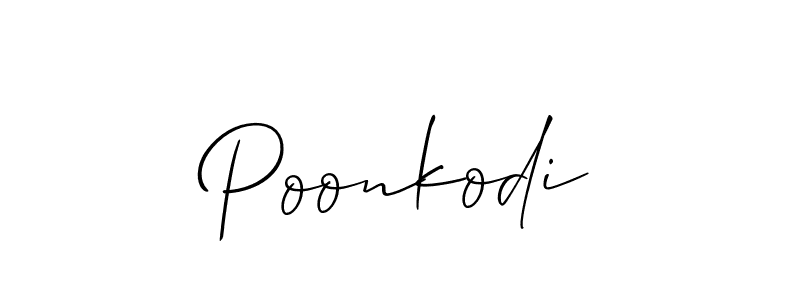 Make a short Poonkodi signature style. Manage your documents anywhere anytime using Allison_Script. Create and add eSignatures, submit forms, share and send files easily. Poonkodi signature style 2 images and pictures png