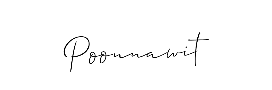 Use a signature maker to create a handwritten signature online. With this signature software, you can design (Allison_Script) your own signature for name Poonnawit. Poonnawit signature style 2 images and pictures png