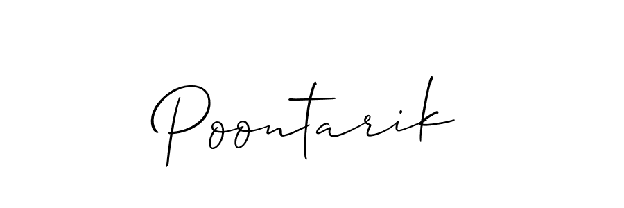 Make a short Poontarik signature style. Manage your documents anywhere anytime using Allison_Script. Create and add eSignatures, submit forms, share and send files easily. Poontarik signature style 2 images and pictures png