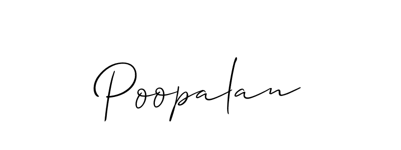Use a signature maker to create a handwritten signature online. With this signature software, you can design (Allison_Script) your own signature for name Poopalan. Poopalan signature style 2 images and pictures png