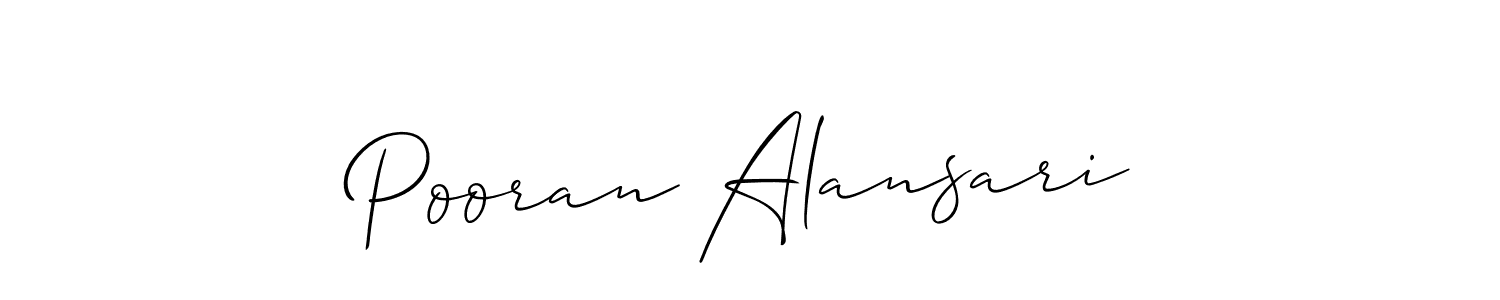 The best way (Allison_Script) to make a short signature is to pick only two or three words in your name. The name Pooran Alansari include a total of six letters. For converting this name. Pooran Alansari signature style 2 images and pictures png