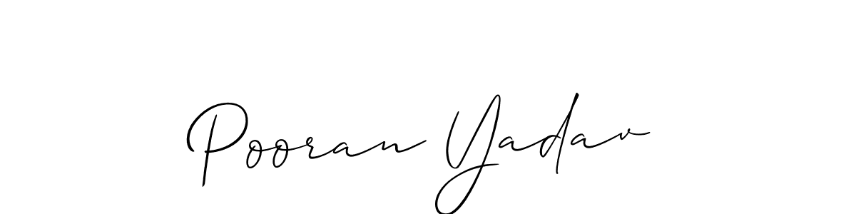 Allison_Script is a professional signature style that is perfect for those who want to add a touch of class to their signature. It is also a great choice for those who want to make their signature more unique. Get Pooran Yadav name to fancy signature for free. Pooran Yadav signature style 2 images and pictures png