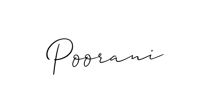 Create a beautiful signature design for name Poorani. With this signature (Allison_Script) fonts, you can make a handwritten signature for free. Poorani signature style 2 images and pictures png