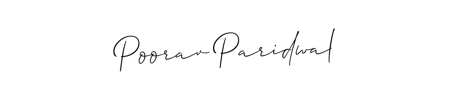 Use a signature maker to create a handwritten signature online. With this signature software, you can design (Allison_Script) your own signature for name Poorav Paridwal. Poorav Paridwal signature style 2 images and pictures png