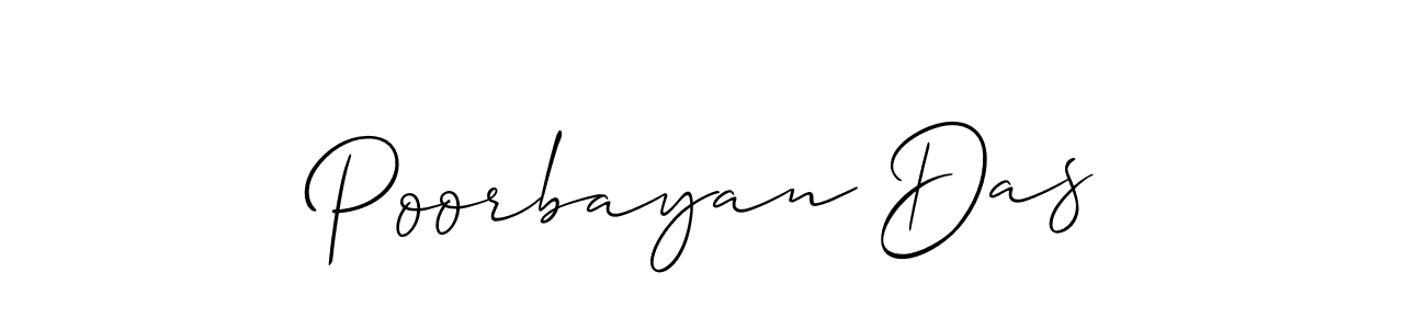 Allison_Script is a professional signature style that is perfect for those who want to add a touch of class to their signature. It is also a great choice for those who want to make their signature more unique. Get Poorbayan Das name to fancy signature for free. Poorbayan Das signature style 2 images and pictures png