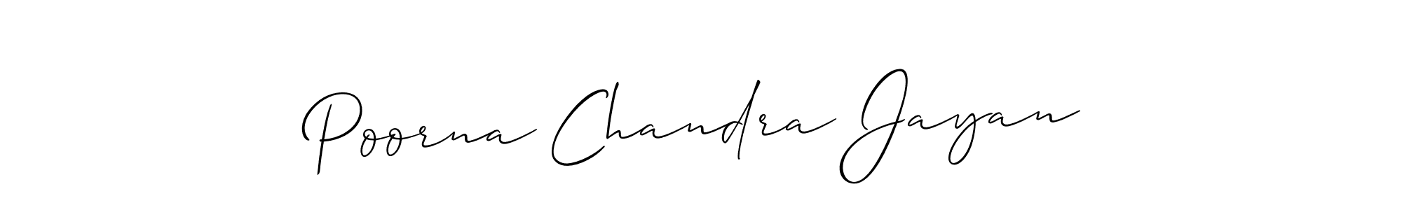 Make a short Poorna Chandra Jayan signature style. Manage your documents anywhere anytime using Allison_Script. Create and add eSignatures, submit forms, share and send files easily. Poorna Chandra Jayan signature style 2 images and pictures png