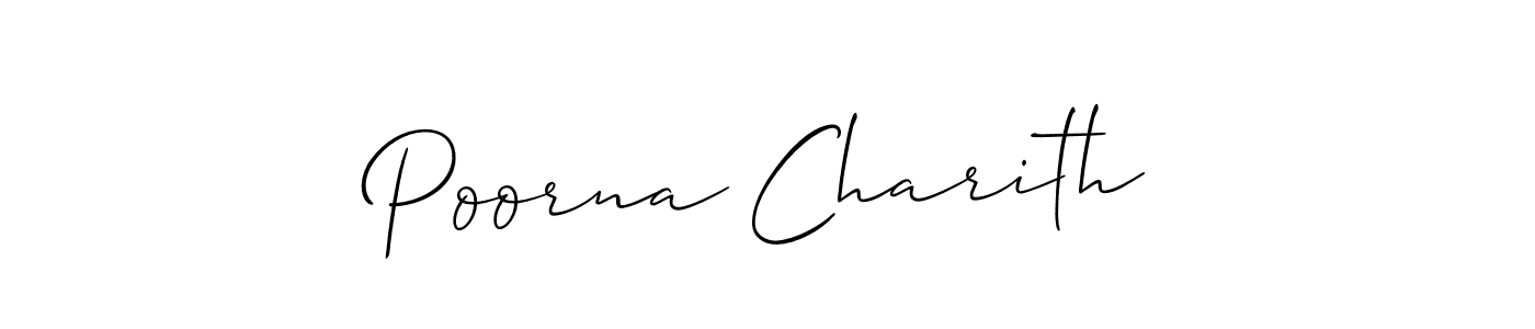 Also we have Poorna Charith name is the best signature style. Create professional handwritten signature collection using Allison_Script autograph style. Poorna Charith signature style 2 images and pictures png