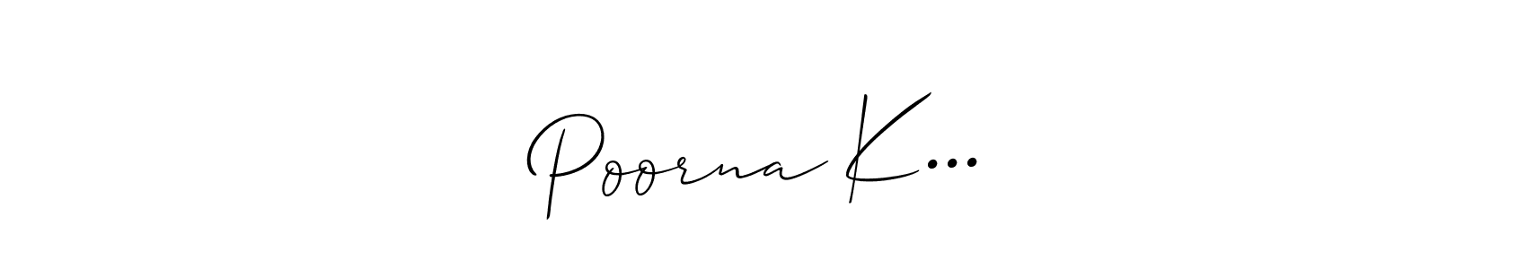 How to Draw Poorna K••• signature style? Allison_Script is a latest design signature styles for name Poorna K•••. Poorna K••• signature style 2 images and pictures png