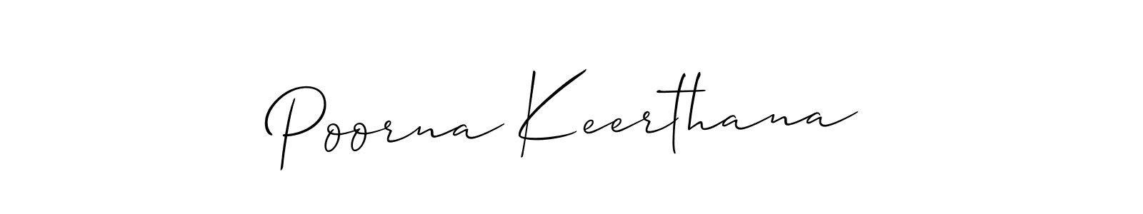 It looks lik you need a new signature style for name Poorna Keerthana. Design unique handwritten (Allison_Script) signature with our free signature maker in just a few clicks. Poorna Keerthana signature style 2 images and pictures png