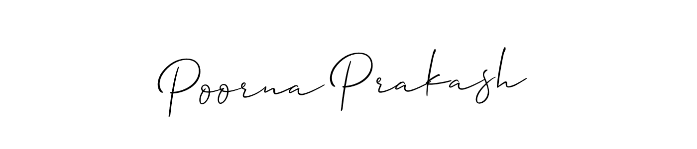 Make a short Poorna Prakash signature style. Manage your documents anywhere anytime using Allison_Script. Create and add eSignatures, submit forms, share and send files easily. Poorna Prakash signature style 2 images and pictures png