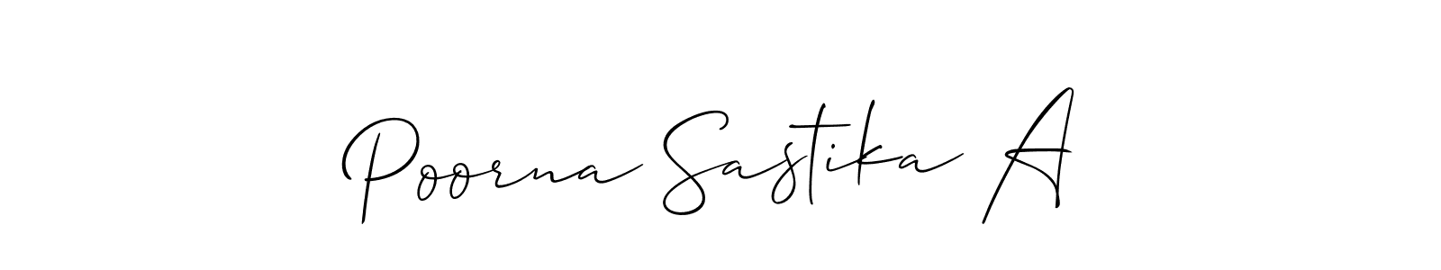 Similarly Allison_Script is the best handwritten signature design. Signature creator online .You can use it as an online autograph creator for name Poorna Sastika A. Poorna Sastika A signature style 2 images and pictures png