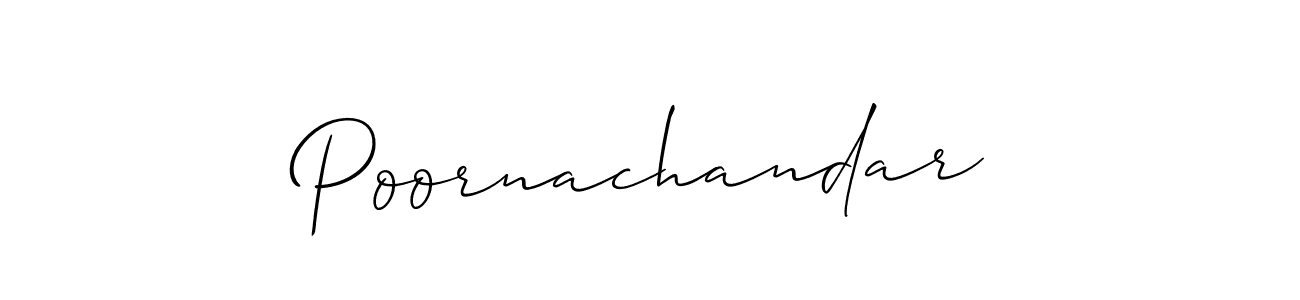 Make a beautiful signature design for name Poornachandar. With this signature (Allison_Script) style, you can create a handwritten signature for free. Poornachandar signature style 2 images and pictures png