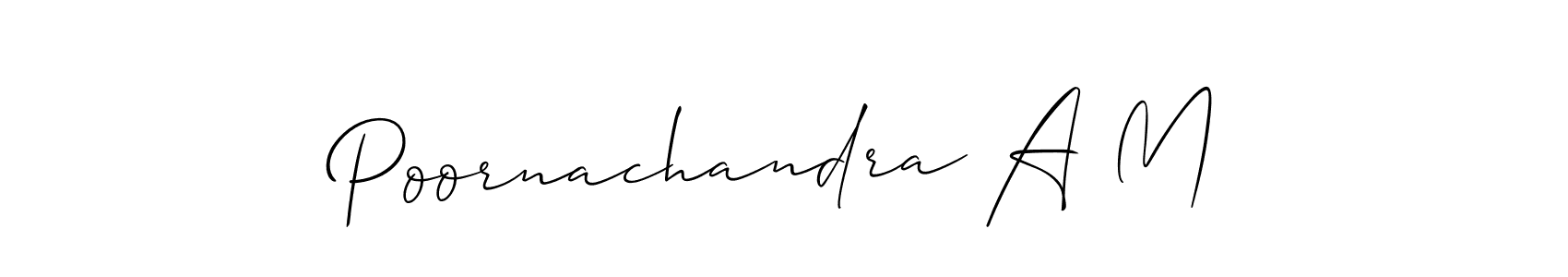 Also You can easily find your signature by using the search form. We will create Poornachandra A M name handwritten signature images for you free of cost using Allison_Script sign style. Poornachandra A M signature style 2 images and pictures png