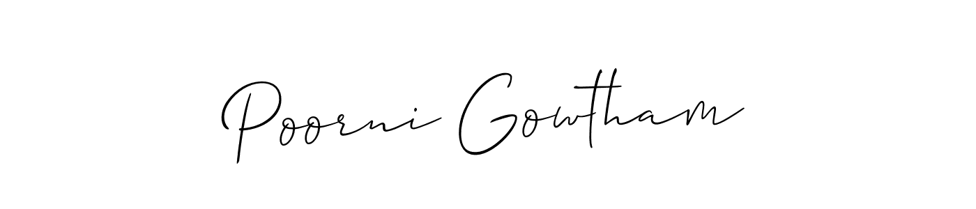 Use a signature maker to create a handwritten signature online. With this signature software, you can design (Allison_Script) your own signature for name Poorni Gowtham. Poorni Gowtham signature style 2 images and pictures png