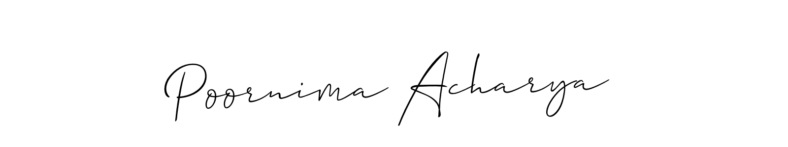 It looks lik you need a new signature style for name Poornima Acharya. Design unique handwritten (Allison_Script) signature with our free signature maker in just a few clicks. Poornima Acharya signature style 2 images and pictures png