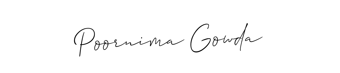 Create a beautiful signature design for name Poornima Gowda. With this signature (Allison_Script) fonts, you can make a handwritten signature for free. Poornima Gowda signature style 2 images and pictures png