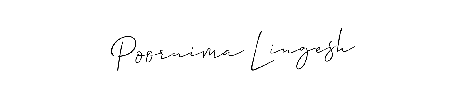 Design your own signature with our free online signature maker. With this signature software, you can create a handwritten (Allison_Script) signature for name Poornima Lingesh. Poornima Lingesh signature style 2 images and pictures png