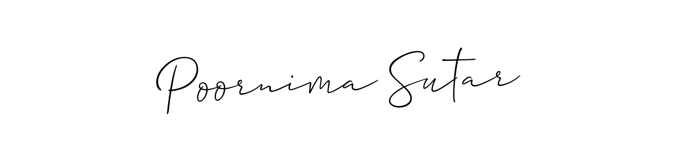 Create a beautiful signature design for name Poornima Sutar. With this signature (Allison_Script) fonts, you can make a handwritten signature for free. Poornima Sutar signature style 2 images and pictures png