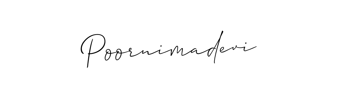 It looks lik you need a new signature style for name Poornimadevi. Design unique handwritten (Allison_Script) signature with our free signature maker in just a few clicks. Poornimadevi signature style 2 images and pictures png