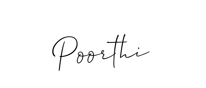 You should practise on your own different ways (Allison_Script) to write your name (Poorthi) in signature. don't let someone else do it for you. Poorthi signature style 2 images and pictures png