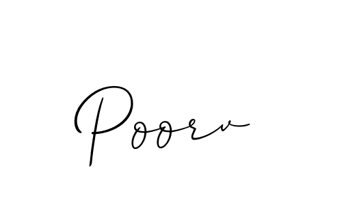 The best way (Allison_Script) to make a short signature is to pick only two or three words in your name. The name Poorv include a total of six letters. For converting this name. Poorv signature style 2 images and pictures png