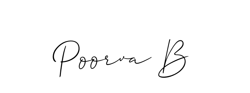 It looks lik you need a new signature style for name Poorva B. Design unique handwritten (Allison_Script) signature with our free signature maker in just a few clicks. Poorva B signature style 2 images and pictures png