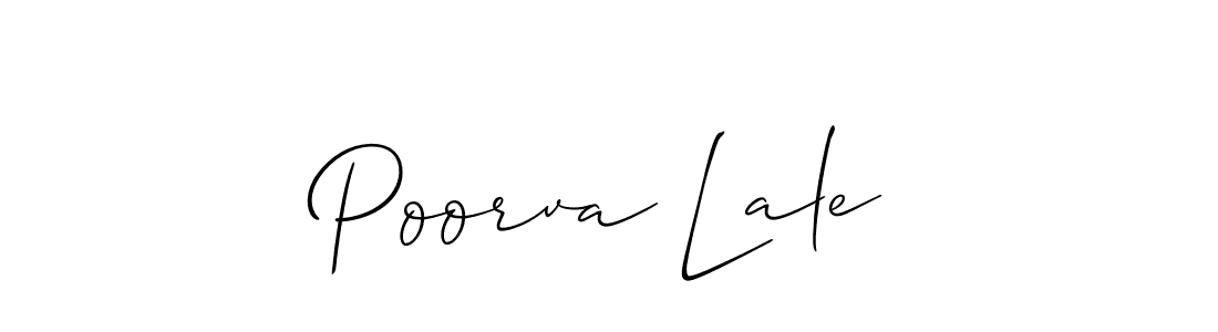 How to make Poorva Lale name signature. Use Allison_Script style for creating short signs online. This is the latest handwritten sign. Poorva Lale signature style 2 images and pictures png