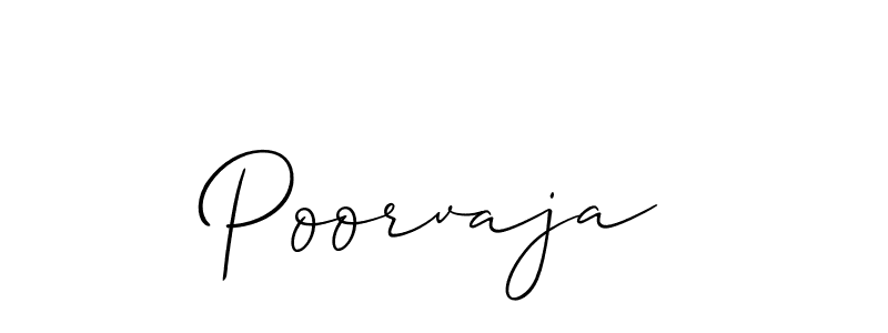 How to make Poorvaja name signature. Use Allison_Script style for creating short signs online. This is the latest handwritten sign. Poorvaja signature style 2 images and pictures png