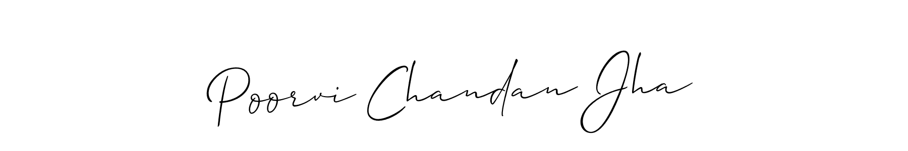 Make a beautiful signature design for name Poorvi Chandan Jha. With this signature (Allison_Script) style, you can create a handwritten signature for free. Poorvi Chandan Jha signature style 2 images and pictures png