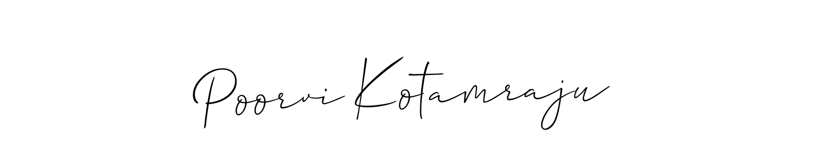 The best way (Allison_Script) to make a short signature is to pick only two or three words in your name. The name Poorvi Kotamraju include a total of six letters. For converting this name. Poorvi Kotamraju signature style 2 images and pictures png