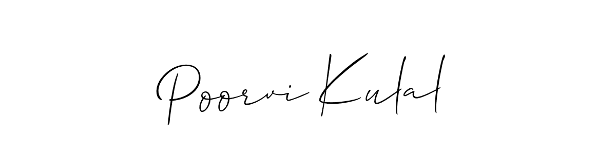 This is the best signature style for the Poorvi Kulal name. Also you like these signature font (Allison_Script). Mix name signature. Poorvi Kulal signature style 2 images and pictures png