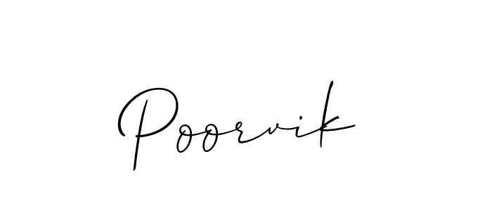 Allison_Script is a professional signature style that is perfect for those who want to add a touch of class to their signature. It is also a great choice for those who want to make their signature more unique. Get Poorvik name to fancy signature for free. Poorvik signature style 2 images and pictures png