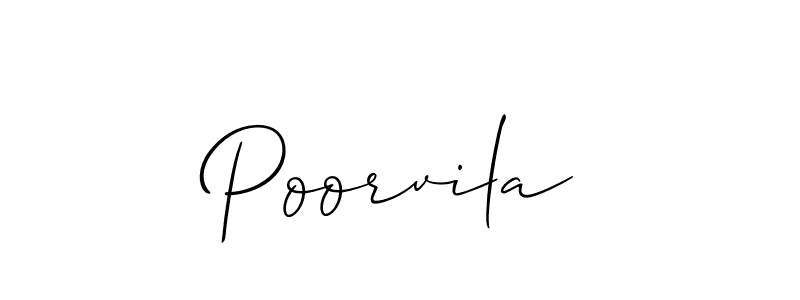 How to Draw Poorvila signature style? Allison_Script is a latest design signature styles for name Poorvila. Poorvila signature style 2 images and pictures png