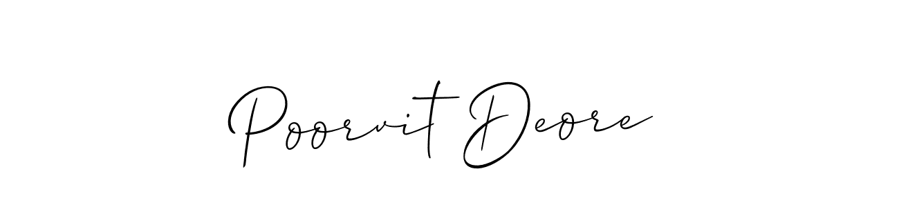 Also we have Poorvit Deore name is the best signature style. Create professional handwritten signature collection using Allison_Script autograph style. Poorvit Deore signature style 2 images and pictures png