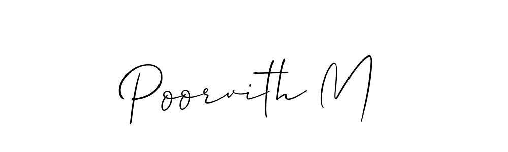 How to make Poorvith M name signature. Use Allison_Script style for creating short signs online. This is the latest handwritten sign. Poorvith M signature style 2 images and pictures png