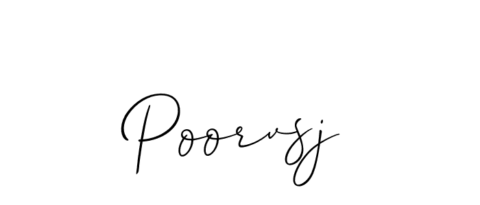 The best way (Allison_Script) to make a short signature is to pick only two or three words in your name. The name Poorvsj include a total of six letters. For converting this name. Poorvsj signature style 2 images and pictures png