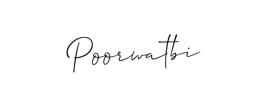 Poorwatbi stylish signature style. Best Handwritten Sign (Allison_Script) for my name. Handwritten Signature Collection Ideas for my name Poorwatbi. Poorwatbi signature style 2 images and pictures png