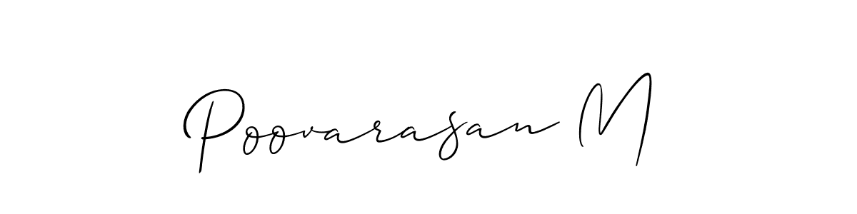 if you are searching for the best signature style for your name Poovarasan M. so please give up your signature search. here we have designed multiple signature styles  using Allison_Script. Poovarasan M signature style 2 images and pictures png