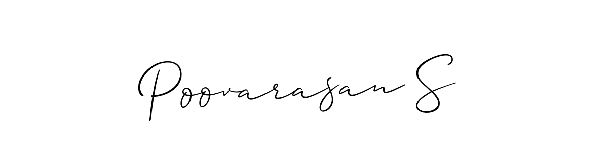 Also You can easily find your signature by using the search form. We will create Poovarasan S name handwritten signature images for you free of cost using Allison_Script sign style. Poovarasan S signature style 2 images and pictures png