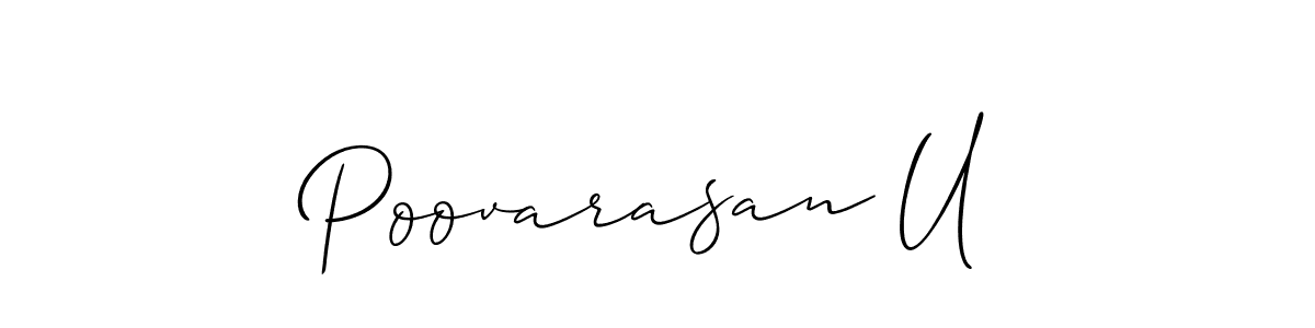 You can use this online signature creator to create a handwritten signature for the name Poovarasan U. This is the best online autograph maker. Poovarasan U signature style 2 images and pictures png