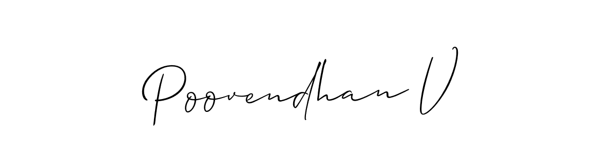 Poovendhan V stylish signature style. Best Handwritten Sign (Allison_Script) for my name. Handwritten Signature Collection Ideas for my name Poovendhan V. Poovendhan V signature style 2 images and pictures png