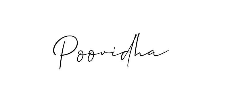 You can use this online signature creator to create a handwritten signature for the name Poovidha. This is the best online autograph maker. Poovidha signature style 2 images and pictures png