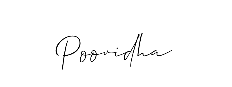 You should practise on your own different ways (Allison_Script) to write your name (Poovidha) in signature. don't let someone else do it for you. Poovidha signature style 2 images and pictures png