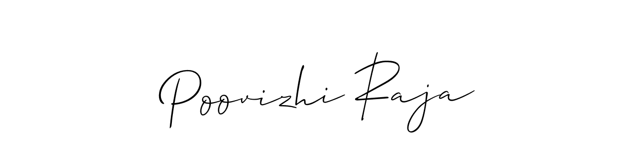Allison_Script is a professional signature style that is perfect for those who want to add a touch of class to their signature. It is also a great choice for those who want to make their signature more unique. Get Poovizhi Raja name to fancy signature for free. Poovizhi Raja signature style 2 images and pictures png