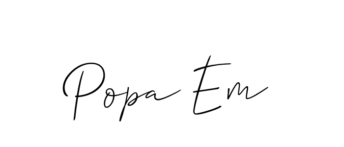 The best way (Allison_Script) to make a short signature is to pick only two or three words in your name. The name Popa Em include a total of six letters. For converting this name. Popa Em signature style 2 images and pictures png