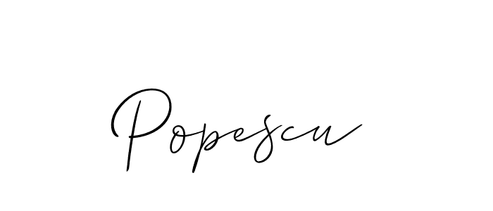 It looks lik you need a new signature style for name Popescu. Design unique handwritten (Allison_Script) signature with our free signature maker in just a few clicks. Popescu signature style 2 images and pictures png