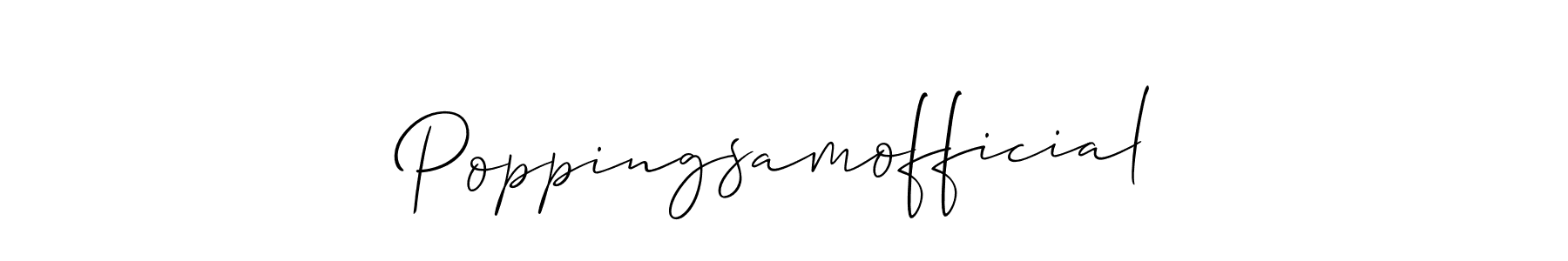 Also You can easily find your signature by using the search form. We will create Poppingsamofficial name handwritten signature images for you free of cost using Allison_Script sign style. Poppingsamofficial signature style 2 images and pictures png