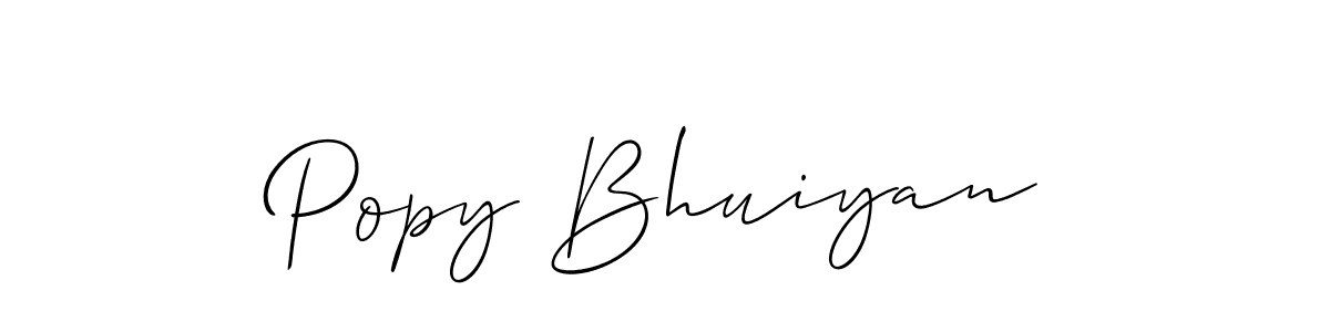 Also we have Popy Bhuiyan name is the best signature style. Create professional handwritten signature collection using Allison_Script autograph style. Popy Bhuiyan signature style 2 images and pictures png