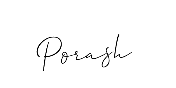 Design your own signature with our free online signature maker. With this signature software, you can create a handwritten (Allison_Script) signature for name Porash. Porash signature style 2 images and pictures png